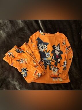 Kids Orange Halloween Character Pajama Set
